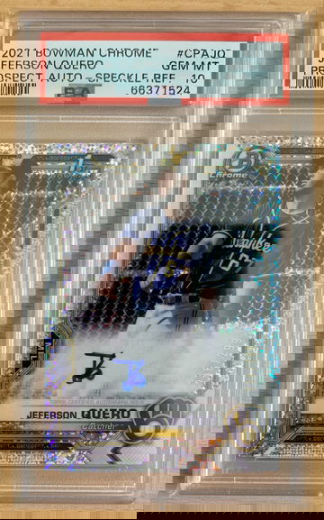 Jeferson Quero 2021 Bowman Chrome Auto 1st Speckle Refractor /299 PSA 10 Autograph