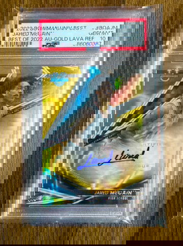 2022 Bowman Best Jared McCain Best Of Auto /75 PSA 10 #BOAJM Gold Lava