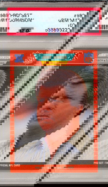 1989 Pro Set NFL Football HOF Rookie Card PSA 10 Jimmy Johnson 98