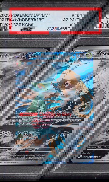 2025 Pokemon Destined Rivals Illustration Rare Cynthia's Roserade #184 PSA 8