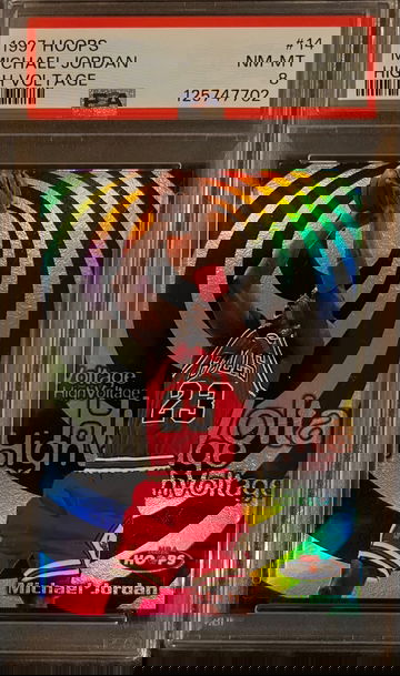 1997 NBA Hoops High Voltage #14 Michael Jordan HOF GOAT Bulls PSA 8 NM-MT