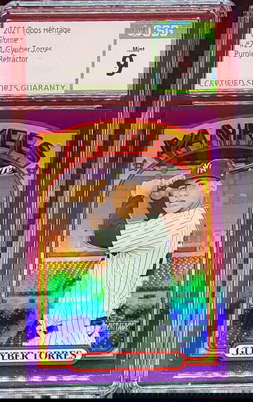 2021 Topps Heritage Chrome #291 Gleyber Torres Purple Refractor CSG Mint 9