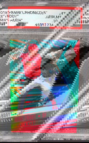 Mike Trout 2018 Panini Chronicles #7 Phoenix Aqua /299 PSA 10