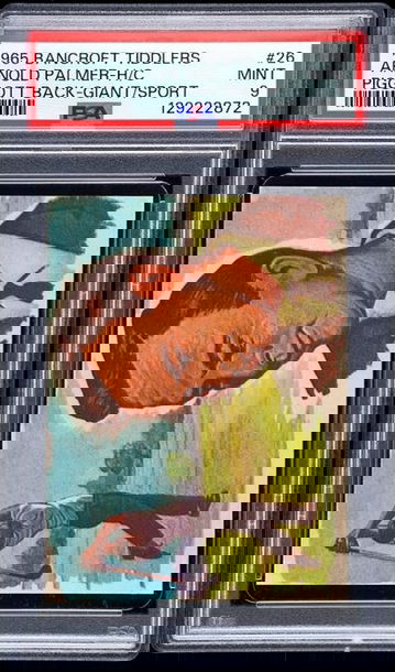 1965 ARNOLD PALMER RC BANCROFT TIDDLERS GIANTS OF SPORT-HAND CUT PIGGOTT BACK-GIANT/SPORT PSA 9