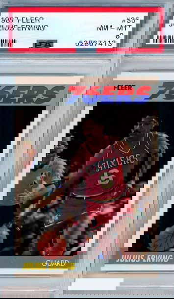 1987 FLEER JULIUS ERVING #35 HOF PHILADELPHIA 76ERS PSA 8 NM-MT