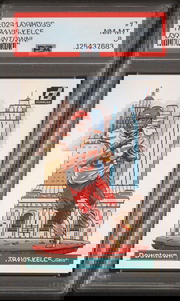 2024 Donruss Downtown! Travis Kelce #7 PSA 8