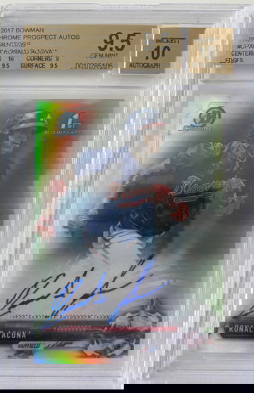 2017 Bowman Chrome Ronald Acuna Refractor Auto BGS 9.5/10