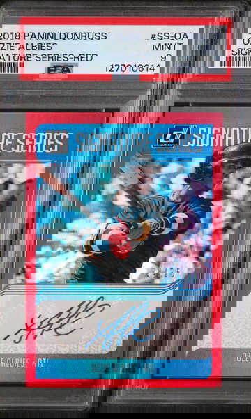 2018 Panini Donruss Signature Series Red Ozzie Albies #SS-OA /25 PSA 9