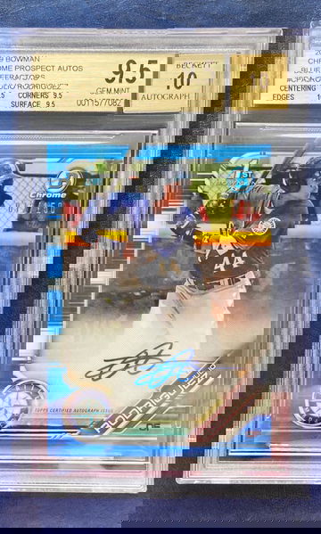 JULIO RODRIGUEZ - 2019 Bowman Chrome Blue Refractor auto /150 bgs gem mint 9.5 with 10 autograph 