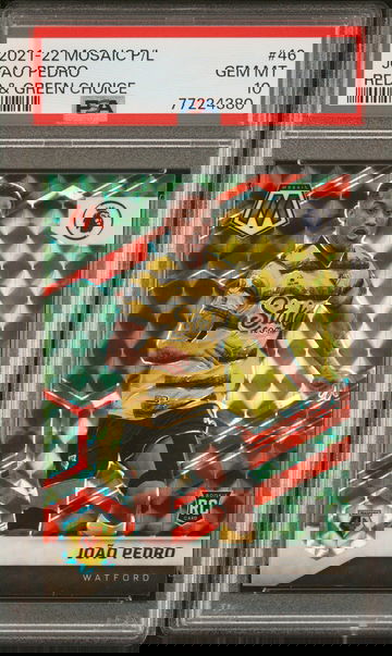 2021 PANINI MOSAIC PREMIER LEAGUE JOAO PEDRO RED & GREEN CHOICE #46 RC PSA 10
