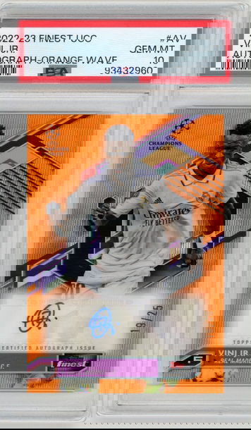 PSA 10 Topps Finest Vinicius Jr Red Orange Refractor Autograph #/25