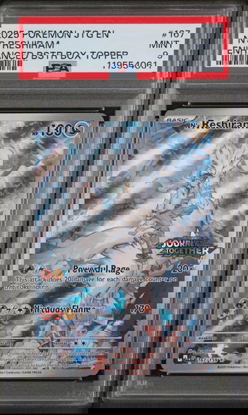 2025 Pokemon #167 N's Reshiram Enhanced BSTR Box Topper PSA 9