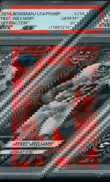 2024 Bowman University Chrome Sapphire Red Refractor Mykel Williams #134 /5 PSA 10