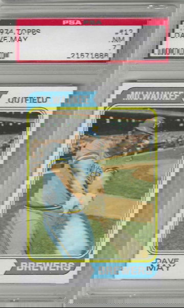 1974 Topps Baseball Card Dave May #12 PSA 7 Milwaukee Brewers