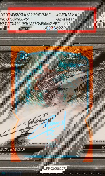 2023 Bowman Chrome Auto Marco Vargas #CPAMVA Orange Shimmer PSA 10
