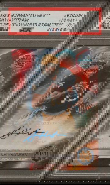 2023 Bowman University Best SAM HARTMAN White Geometric Auto /5 - PSA 8.5