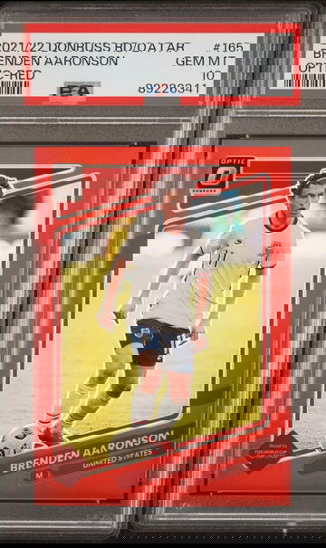 2021 DONRUSS BRENDEN AARONSON PANINI ROAD TO QATAR OPTIC-RED #165 PSA 10