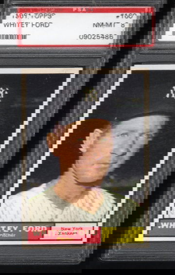 1961 Topps #160 WHITEY FORD Yankees HOF PSA 8 NM/MT