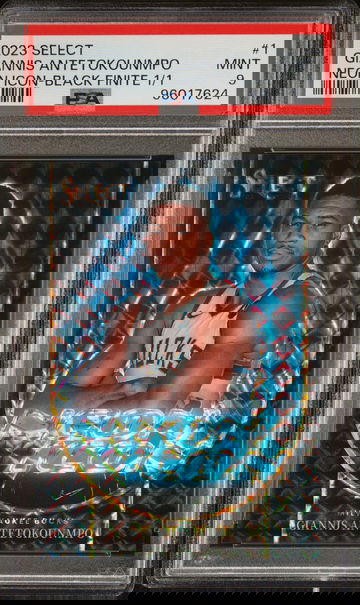 2023 Panini Select Neon Icon Black Finite 1/1 Giannis Antetokounmpo #1 PSA 9