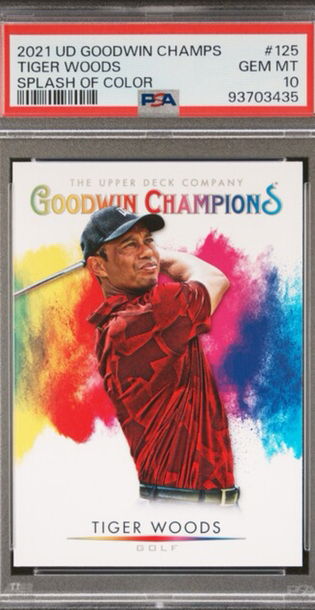 2021 UD Goodwin Champs Tiger Woods Splash of Color Psa 10 #125