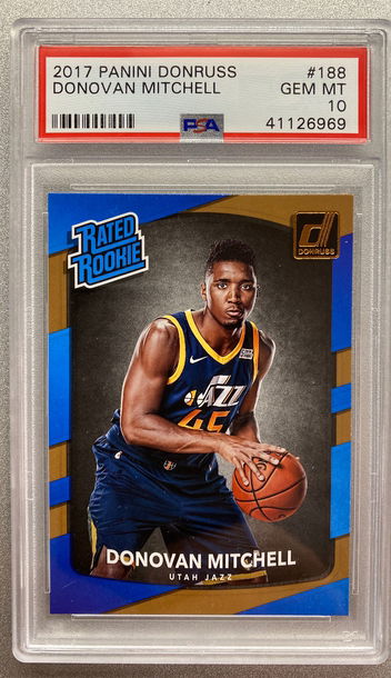 DONOVAN MITCHELL 2017 DONRUSS RATED ROOKIE PSA 10 GEM MINT 