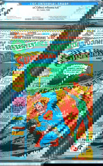 DC Comics Presents #26 (1980) CGC 9.4 -- White p; 1st Cyborg, Starfire & Raven