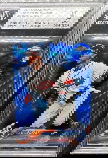 2018 Topps Chrome Ozzie Albies Blue Wave Rookie Refractor 