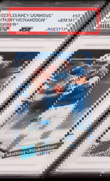 2023 Clearly Donruss Anthony Richardson Autograph Rookie Auto RC PSA 10