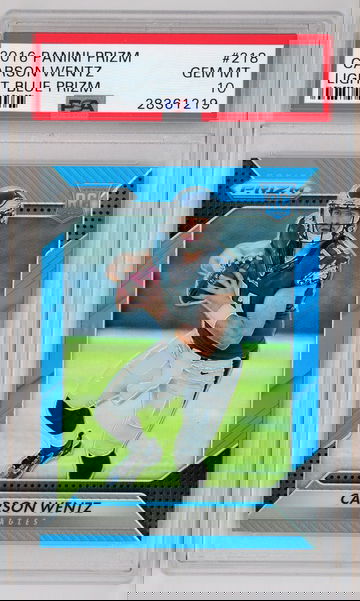 2016 Panini Prizm Light Blue Prizm /199 Carson Wentz PSA 10