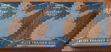 Two (2) boxes of Pokemon Shining Fates Elite Trainer Box.