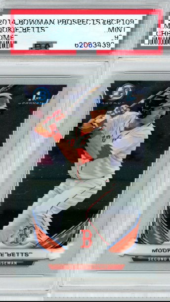 2014 BOWMAN PROSPECTS CHROME MOOKIE BETTS PSA 9