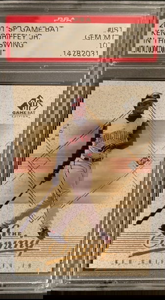 2001 Short Print Game Bat Ken Griffey Jr In the Swing #IS1 PSA 10 