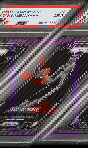 2023 PRIZM MONOPOLY PURPLE VICTOR WEMBANYAMA PSA 9