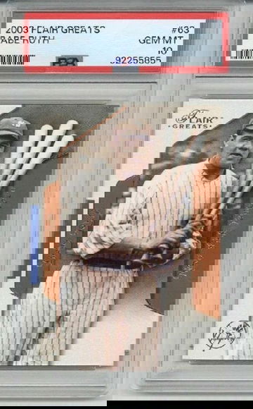 2003 FLAIR GREATS #63 BABE RUTH BASEBALL CARD NEW YORK YANKEES PSA 10 LOW POP