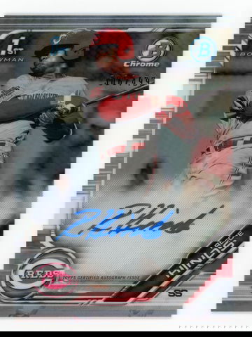 2019 Bowman Chrome RECE HINDS Refractor Auto #306/499 Autograph Reds Beautiful!