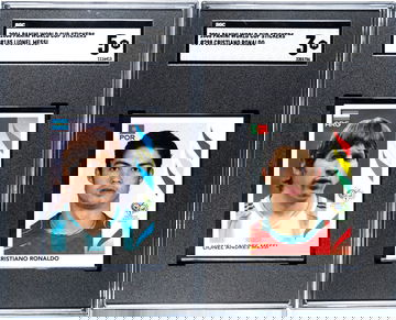 2006 Panini World Cup Stickers #185 Lionel Messi SGC 5 and #298 Cristiano Ronaldo SGC 3 ROOKIE CARDS RC