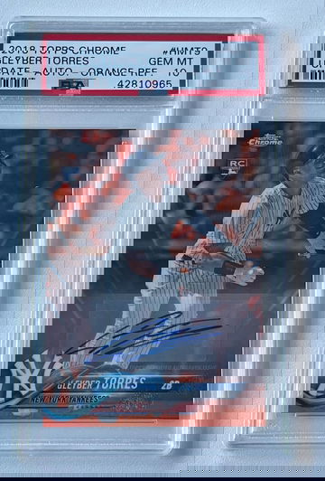 2018 Topps Chrome Gleyber Torres Update Auto Orange Refractor #/25 PSA 10 