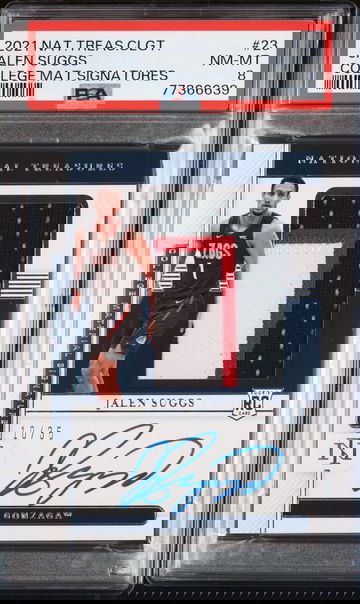 2021 NATIONAL TREASURES JALEN SUGGS RC PATCH AUTO 10/35 RPA PSA 8 NM-MT GONZAGA