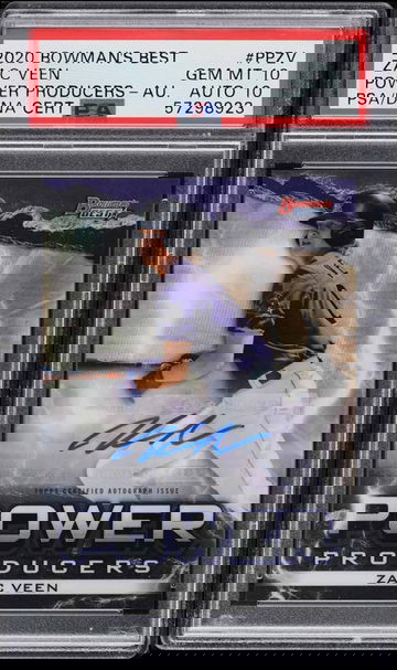 2020 Bowman's Best Zac Veen Auto Refractor Power Producers PSA 10 / DNA 10 GEM MINT