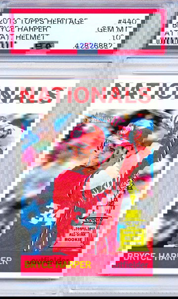 2013 Topps Heritage #440 Bryce Harper At Bat, Helmet Rookie PSA 10