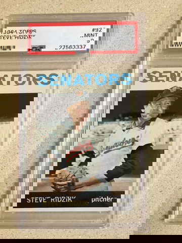 1964 Topps #92 Steve Ridzik PSA 9 MINT SENATORS 