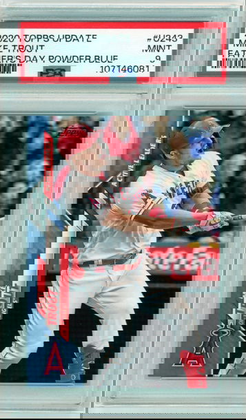 2020 Topps Update #U243 Mike Trout Father's Day Powder Blue PSA 9 MINT!