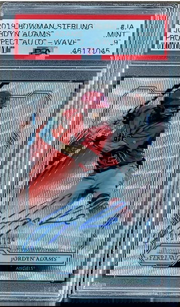 2019 JORDYN ADAMS Bowman Sterling ON CARD AUTO SILVER WAVE REFRACTOR /125 PSA 9