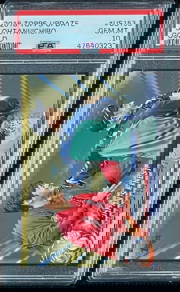 Shohei Ohtani/ Ichiro Suzuki 2018 Topps Update Gold #US153 (Ohtani) Rookie Card PSA 10 50/50 Club MLB MVP