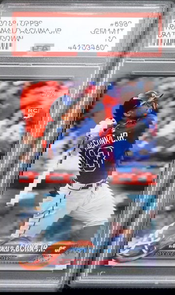 PSA 10 - 2018 TOPPS RONALD ACUNA JR. RC #698 BAT DOWN