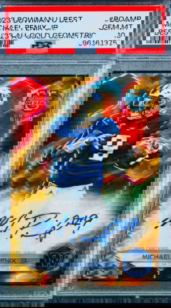 2023 Bowman Chrome GOLD Michael Penix Jr GEOMETRIC Auto #/50 PSA 10 Rookie