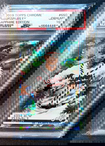 2019 Topps Chrome Sapphire Edition #650 Austin Riley ROOKIE RC PSA 10