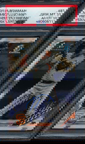 2019 Bowman Marco Luciano Chrome Prospects PSA 10 Gem-Mint Autograph