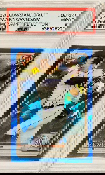 Spencer Torkelson 2020 Bowman Draft Chrome Sapphire Edition 1st Rookie Card #BD121 PSA 9 MINT Detroit Tigers