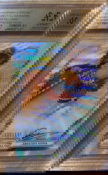 2019 Bowman Sterling Freudis Nova Prospect Autographs Wave Refractor /125 BGS 9.5 Gem Mint AU 10
